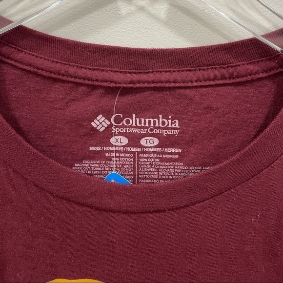 Columbia Short Sleeve T-Shirt Rich Wine XL Cotton - Picture 5 of 6
